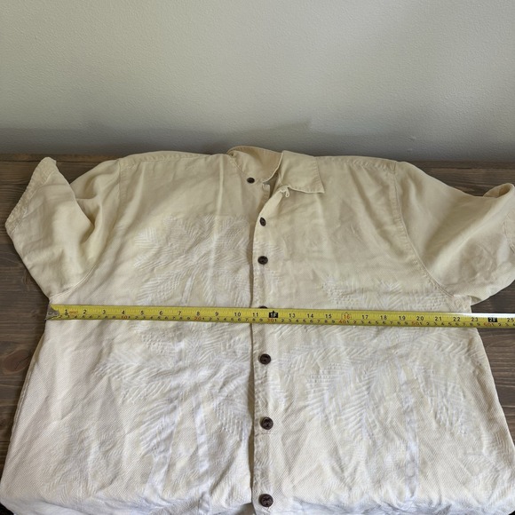 Jamaica Jaxx Men's Large Yellow Palm Tree 100% Silk Short Sleeve Button Up Shirt - Picture 5 of 6